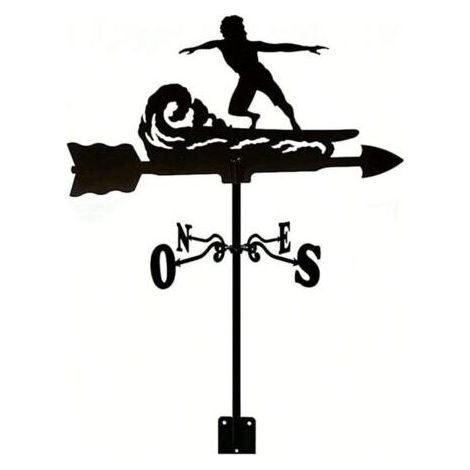 Girouette de surf pour jardin extérieur, support métallique en fer forgé (1/4)
