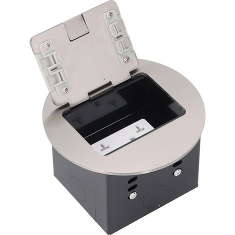 Prise de sol encastrable ronde 20A 2500W, 2 prises inox pour bureau, hôtel et école (1/5)