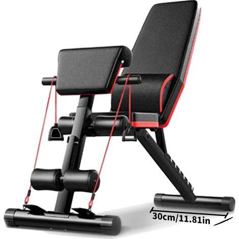 Banc de musculation, design pliable, entraînement multifonctionnel, noir (1/2)