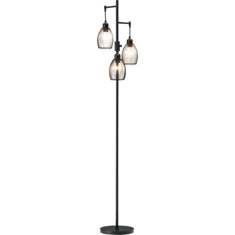 Lampadaire style industriel 40 W max. 3 abat-jours en métal filaire luminosité réglable - ampoule E27 - noir
