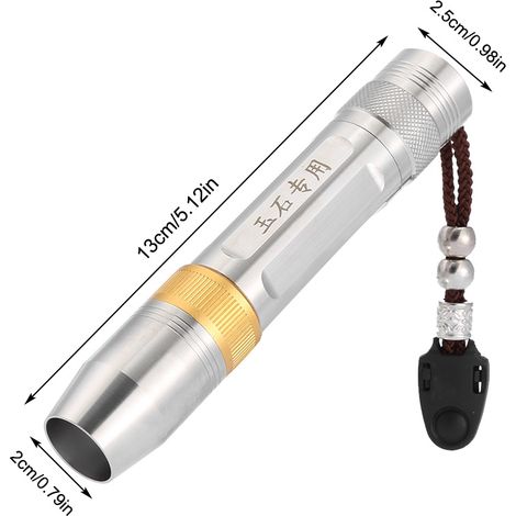 Lampe torche portable 3 couleurs ultraviolette UV blanc jaune pour tester l'argent en jade (1/5)