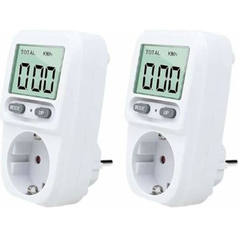 2PC Wattmetre Prise, Intelligente Portable Prise Compteur D'énergie avec L'écran D'affichage à Cristaux Liquides, Protection Contre Les Surcharges, Puissance Maximum 3680W, pour Domicile (1/5)