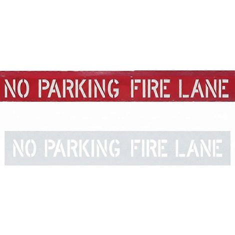 Schablone „Parken verboten – Feuerwehrzufahrt“ 10 x 122 cm (4 x 48 Zoll) – Buchstabenhöhe: 10 cm (4 Zoll) – Wiederverwendbare Silikon-Sprühdosenschablone für Asphalt und Beton (1/5)