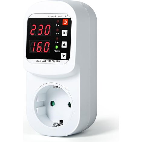 Parafoudre, prise de protection automatique contre les surtensions et les surintensités, voltmètre réglable. Compatible avec la limitation de courant en cas de surtension/sous-tension, 220 V CA, 16 A. (1/5)