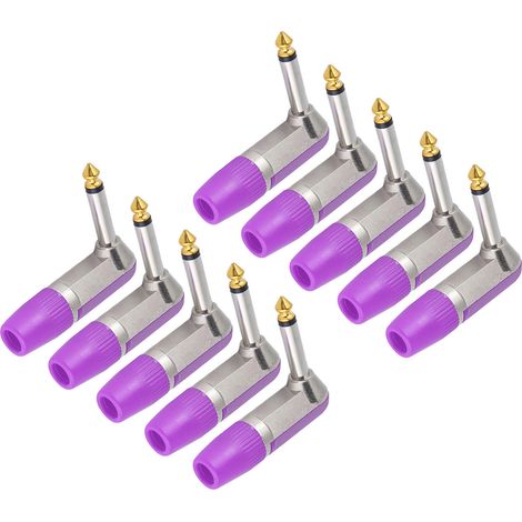 Lot de 10 fiches audio XLR 6,35 mm coudées, professionnelles, durables et résistantes à la corrosion, pour casque audio (violet). (1/5)