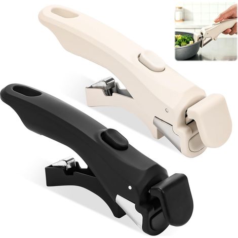 Lot de 2 poignées amovibles et couvercle de casserole, capacité de charge de 10 kg, bakélite résistante à la chaleur et antidérapante, poignée universelle avec montage à clipser pour cuisine (1/5)