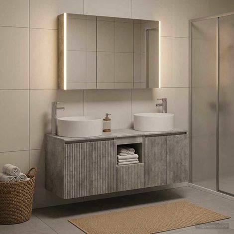 vidaXL Bathroom Cabinet Set 4 pcs Concrete Grey Engineered Wood (1/5)