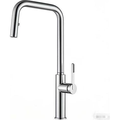 304 Stainless Steel Hot and Cold Concealed Pull-Out Faucet for Household Kitchen Sinks and Dishwashers - Electroplated Large Lotus Design