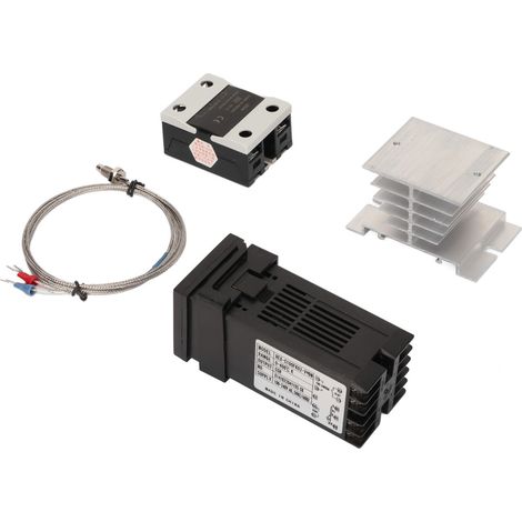 1 régulateur de température PID numérique, pour thermocouple K, sortie relais statique, dissipateur aluminium, 100-240 V CA (1/5)