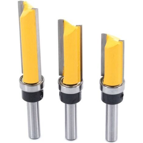 NALOOKAMIC 3 Pcs 8mm Routeur de Fraise à Bois Fraise a Copier Tige Affleurant Cutter Copie Routeur Routeur Routeur Rainure Cutter Tige Coupe Acier (1/3)