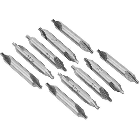 Jeu de 10 forets à centrer en acier rapide 4341, queue droite, 2,5 mm (1/5)