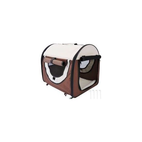 Caisse de Transport Pliable pour Chien et Chat 46x36x41 cm, Respirante avec Coussin Amovible, Adaptée à la Voiture (1/5)