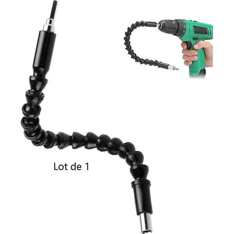 Lot de 1 Extension flexible universelle 295mm pour perceuse, embout magnétique 6,35mm (1/5)