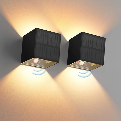 2 Pièces Lampe Solaire Extérieur Avec Détecteur Mouvement, Applique Murale Solaire Extérieure IP65 Imperméable 3 Modes Lumière Éclairage Extérieur Sans Fil solaire Angle de Faisceau Réglable (1/5)