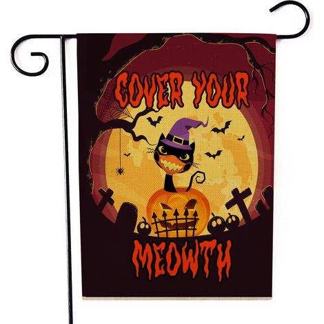 4 morceaux de drapeaux d Halloween, drapeaux d Halloween, drapeaux d Halloween double face pour jardins extérieurs, drapeaux de jardin, lin lavable et pas facile à décolorer (30×45 cm) (1/4)
