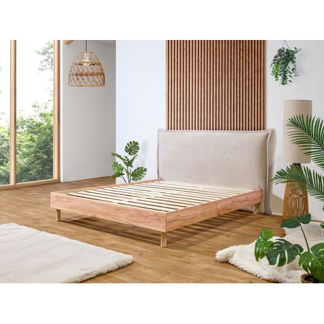 BOBOCHIC - Lit CHARLIE avec lattes massives 180x200 Beige (1/5)