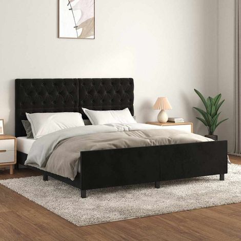 Cadre de lit sans matelas noir 160x200 cm velours (1/5)