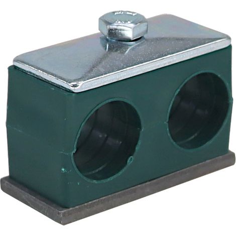 Supporto doppio in polipropilene per tubi e cavi Ø 25 mm con vite a testa esagonale, completo RBP1-125, piastra di pressione conica, DIN 3015 (1/4)