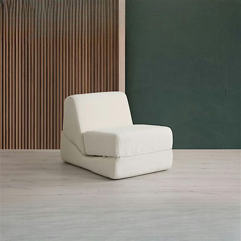 Chauffeuse convertible blanche bouclette, lit d'appoint SAPPO (1/5)