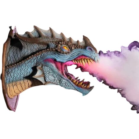 Accessoires de dragon 3D Décoration de dragon d'Halloween Lampe à fumée dinosaure murale (1/5)