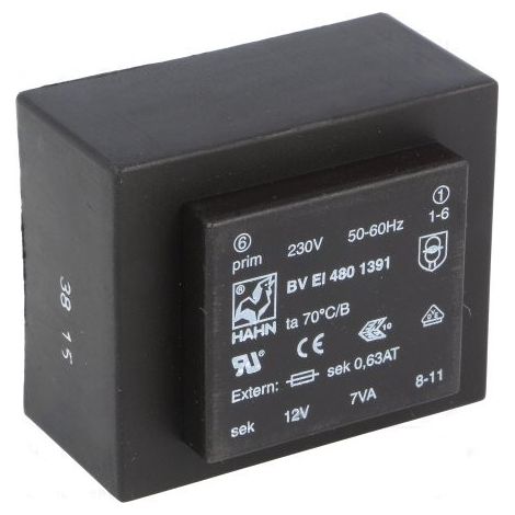 Trasformatore incapsulato 12vac 7° Ingresso 230v Tszz6/12v Bvei4801391