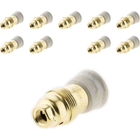 Lot de 10 douilles E14 laiton bague porcelaine borne de terre - Zenitech