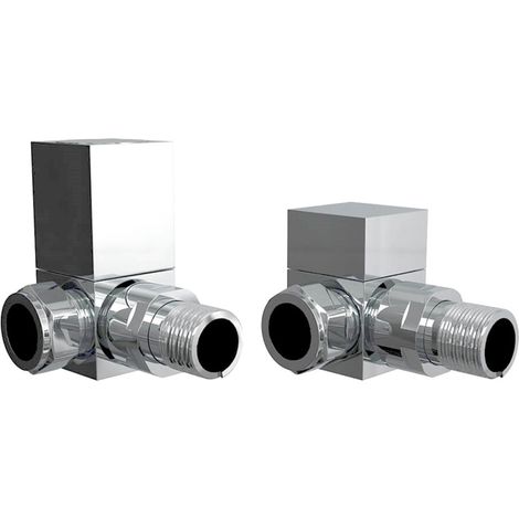 Heatwave Square Chrome Corner Radiator Valves Pair