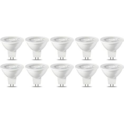 Lot de 10 ampoules LED GU5.3 MR16 5 W Blanc chaud non dimmable, 220 V [Classe énergétique G] (1/5)