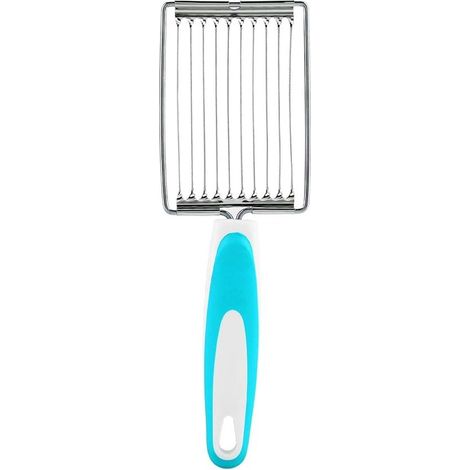 Peladores，cortador de acero inoxidable con mango para huevos，corte uniforme y grueso，herramienta de corte de alimentos para la cocina (azul) (1/2)