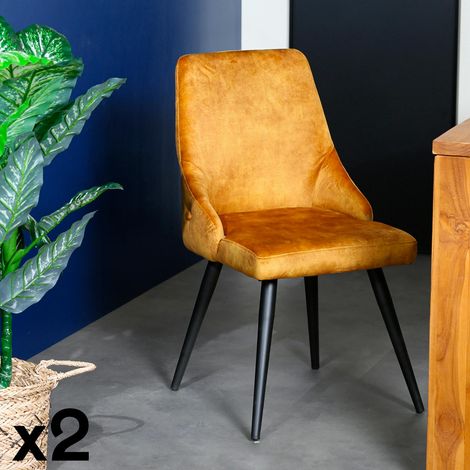 Chaise en velours ocre (lot de 2) MALMOE (1/5)