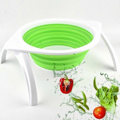 Passoire pliable pour fruits et légumes, panier de rangement avec support et poignée, égouttoir pour la cuisine et le lavage des aliments (1/4)