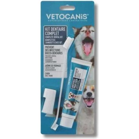 Kit Dentaire Chien - VETOCANIS - Hygiene dentaire avec Brosse a Dents, Biscuit Aromatisé, Dentifrice (1/3)