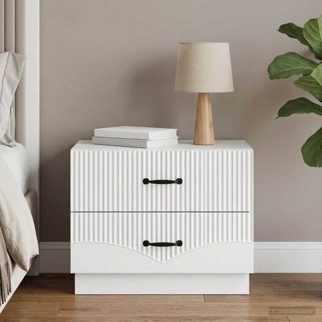 vidaXL Bedside Cabinet White 62 x 34.5 x 44.5 cm Engineered Wood (1/5)