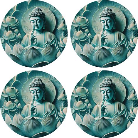4 dessous de verres bleus sagesse de bouddha Cbkreation