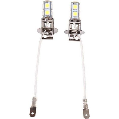 Ampoules LED antibrouillard - - H3 - 9 SMD - Blanc - DC12V - 6500K - Lot de 2 - Installation facile - Antichoc (1/4)
