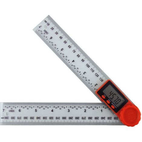 Couleur transparente 200 mm Règle Rapporteur d'Angle Numérique, Rapporteur Numérique 2 en 1 avec Affichage LCD et Fonction de Verrouillage pour Le Travail du Bois, La Maison, les Artisans