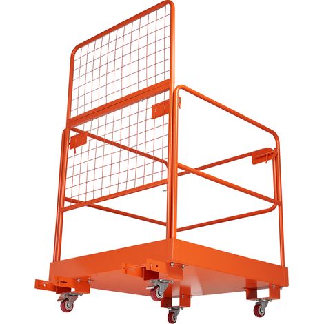 Mophorn Jaula de Seguridad para Montacargas 920 x 1045 mm, Capacidad de 544 kg, con 4 Ruedas, Plataforma de Trabajo con Panel de Malla de Acero al Carbono para Altura y Carretilla Elevadora (1/5)