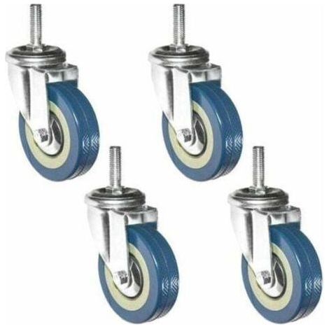 Set of 4 360° Furniture Casters 75mm M10 Heavy Duty Swivel Caster (1/4)