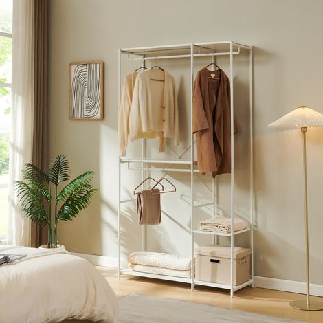 Guardaroba Aperto Verdfjorg con 3 Vani Appendiabiti e 3 Ripiani 200 x 110 x 40 cm - Bianco [en.casa] (1/5)