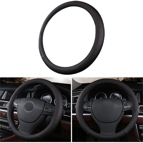 Couvre Volant Antidérapant, Housse Microfibre Cuir Respirant pour Voiture (Noir Classique) (1/5)