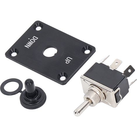 Interrupteur à levier instantané 20A 250V, inverseur 3 positions, contact (ON)/Off/(ON), 6 broches pour motorisation DC, avec plaque de fixation supérieure/inférieure et capuchon étanche. (1/5)