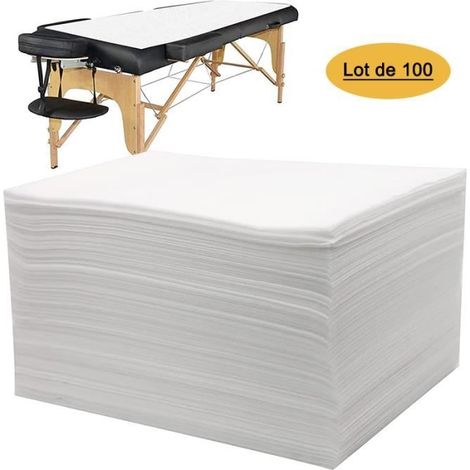 Lot de 100 Draps Jetables, Draps de Lit Jetables Tissu Non-tissé Draps de Massage,80 x180cm,Noir (1/4)