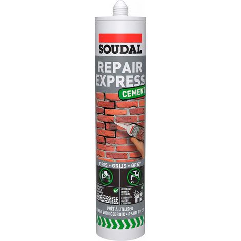 Soudal – Mastic spécial béton et ciment 290 ML – Réparation express gris – Pour fissures et cavités en maçonnerie – Application intérieure et extérieure