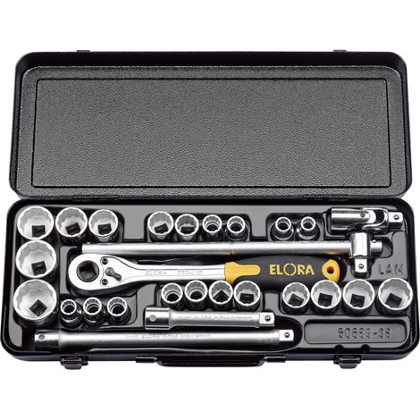Draper 50650 Elora Metric and Imperial Socket Set, 1/2"" Sq. Dr. (28 Piece)