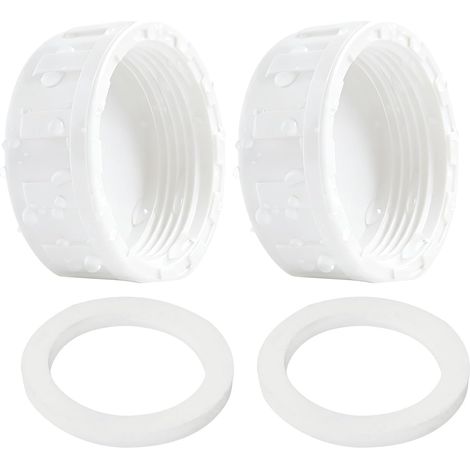 Lot de 2 Bouchons Filetés en PVC 50mm Blanc avec Joints en Caoutchouc pour Raccords de Tuyaux, Bouchon de Protection pour Tuyauterie et Jardinage (1/5)
