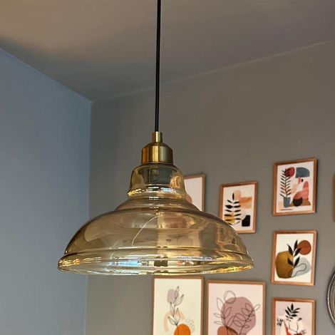 Bamyum Lampe Suspendue en Verre E27, Eclairage Moderne Métal Ilot Cuisine, Salon Salle à Manger, Suspension Industrielle (1/5)