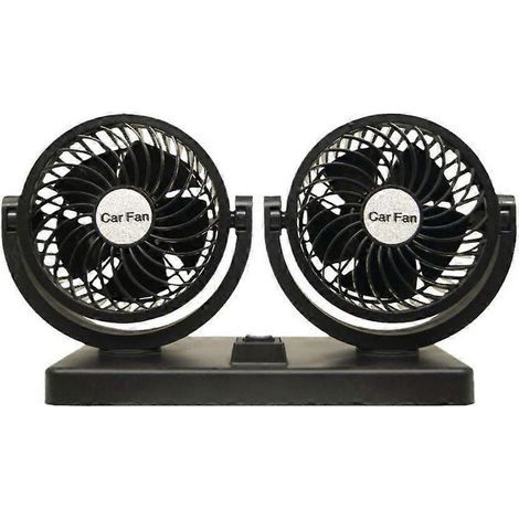 Ventilateur Voiture - USB 12 V - Double Hélice - Rotation 360° - 2 Vitesses Réglables - Noir - 1 Pièce (1/5)
