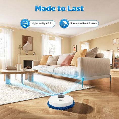 Saugroboter mit Wischfunktion 2 in 1,Staubsauger Roboter mit Vier Gängen,10000rpm,Wischen&Sprühen, Automatisch Wischen Kehrroboter,Kehrfläche: Ca. 60m²/645.83ft² (Weiß) (1/5)