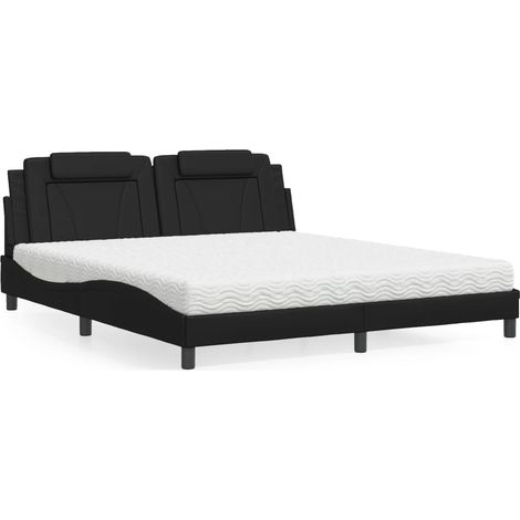 Bett "Viana" mit Matratze Schwarz 180x200 cm Kunstleder (1/5)