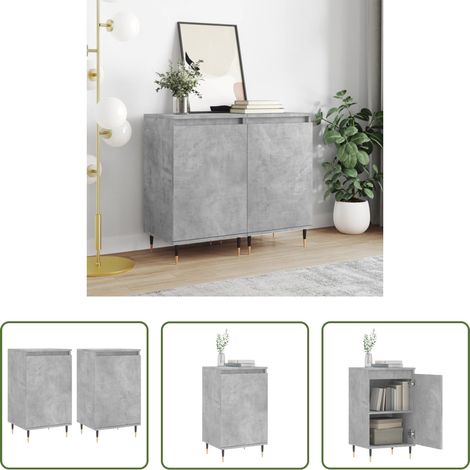 vidaXL Betonfarbe - Sideboards 2 Stk. Betongrau 40x35x70 cm Holzwerkstoff (1/5)